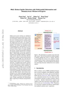 MMoE: Robust Spoiler Detection with Multi-modal Information and
  Domain-aware Mixture-of-Experts