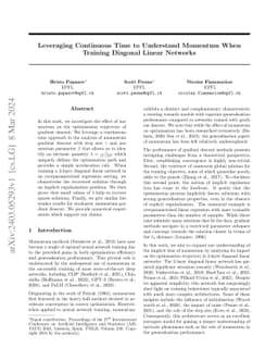 Leveraging Continuous Time to Understand Momentum When Training Diagonal
  Linear Networks