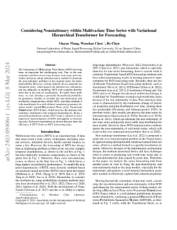 Considering Nonstationary within Multivariate Time Series with
  Variational Hierarchical Transformer for Forecasting