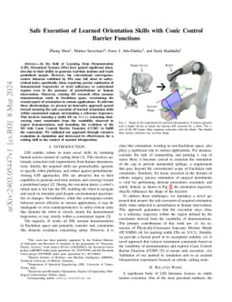 Safe Execution of Learned Orientation Skills with Conic Control Barrier
  Functions