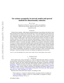 On varimax asymptotics in network models and spectral methods for
  dimensionality reduction