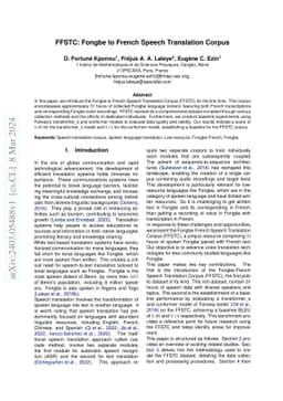 FFSTC: Fongbe to French Speech Translation Corpus