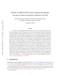 GEAR: An Efficient KV Cache Compression Recipe for Near-Lossless
  Generative Inference of LLM