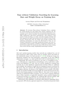 Tune without Validation: Searching for Learning Rate and Weight Decay on
  Training Sets
