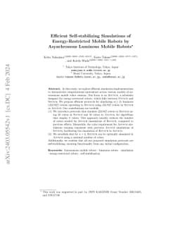 Efficient Self-stabilizing Simulations of Energy-Restricted Mobile
  Robots by Asynchronous Luminous Mobile Robots