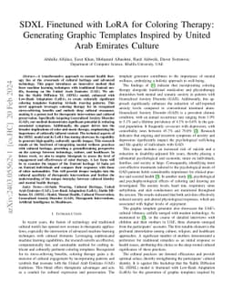 SDXL Finetuned with LoRA for Coloring Therapy: Generating Graphic
  Templates Inspired by United Arab Emirates Culture