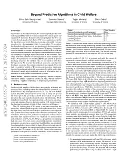Beyond Predictive Algorithms in Child Welfare