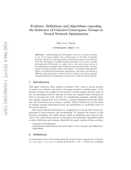 Evidence, Definitions and Algorithms regarding the Existence of
  Cohesive-Convergence Groups in Neural Network Optimization