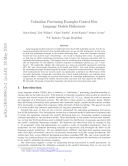 Unfamiliar Finetuning Examples Control How Language Models Hallucinate