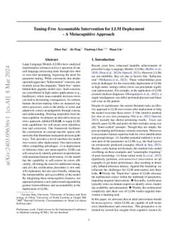 Tuning-Free Accountable Intervention for LLM Deployment -- A
  Metacognitive Approach