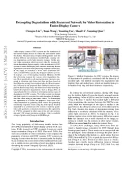 Decoupling Degradations with Recurrent Network for Video Restoration in
  Under-Display Camera