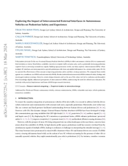 Exploring the Impact of Interconnected External Interfaces in Autonomous
  Vehicleson Pedestrian Safety and Experience