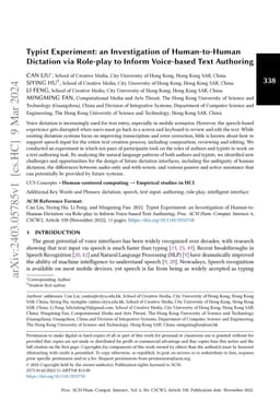 Typist Experiment: an Investigation of Human-to-Human Dictation via
  Role-play to Inform Voice-based Text Authoring