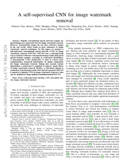 A self-supervised CNN for image watermark removal