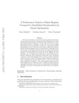 A Performance Analysis of Basin Hopping Compared to Established
  Metaheuristics for Global Optimization