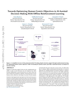 Towards Optimizing Human-Centric Objectives in AI-Assisted
  Decision-Making With Offline Reinforcement Learning