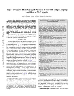 High Throughput Phenotyping of Physician Notes with Large Language and
  Hybrid NLP Models