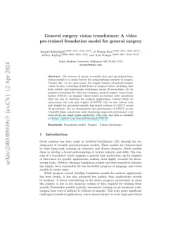 General surgery vision transformer: A video pre-trained foundation model
  for general surgery