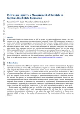IMU as an Input vs. a Measurement of the State in Inertial-Aided State
  Estimation