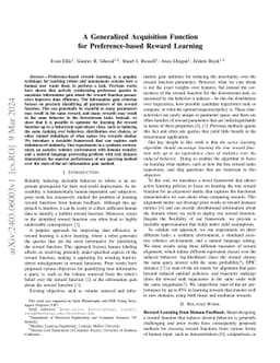 A Generalized Acquisition Function for Preference-based Reward Learning