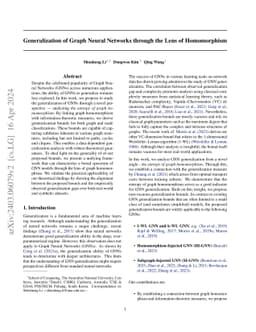 Generalization of Graph Neural Networks through the Lens of Homomorphism