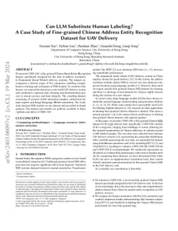 Can LLM Substitute Human Labeling? A Case Study of Fine-grained Chinese
  Address Entity Recognition Dataset for UAV Delivery