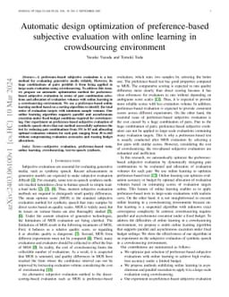 Automatic design optimization of preference-based subjective evaluation
  with online learning in crowdsourcing environment