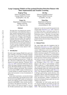 Large Language Models on Fine-grained Emotion Detection Dataset with
  Data Augmentation and Transfer Learning
