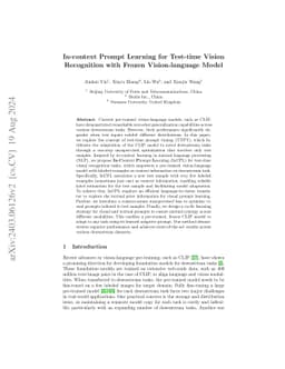 In-context Prompt Learning for Test-time Vision Recognition with Frozen
  Vision-language Model