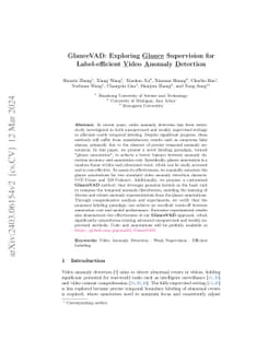 GlanceVAD: Exploring Glance Supervision for Label-efficient Video
  Anomaly Detection