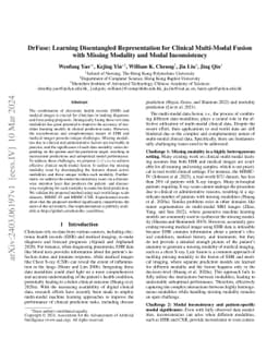 DrFuse: Learning Disentangled Representation for Clinical Multi-Modal
  Fusion with Missing Modality and Modal Inconsistency