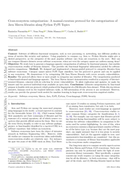 Cross-ecosystem categorization: A manual-curation protocol for the
  categorization of Java Maven libraries along Python PyPI Topics
