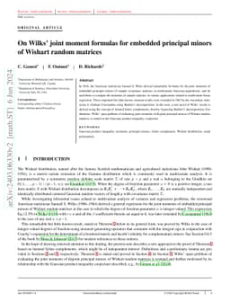 On Wilks' joint moment formulas for embedded principal minors of Wishart
  random matrices