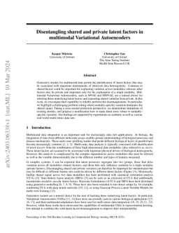 Disentangling shared and private latent factors in multimodal
  Variational Autoencoders
