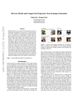 DivCon: Divide and Conquer for Progressive Text-to-Image Generation