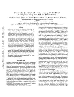 What Makes Quantization for Large Language Models Hard? An Empirical
  Study from the Lens of Perturbation