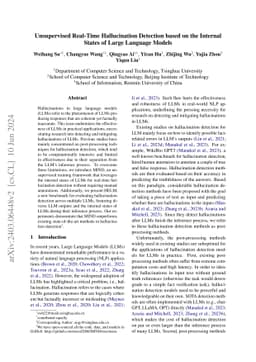 Unsupervised Real-Time Hallucination Detection based on the Internal
  States of Large Language Models