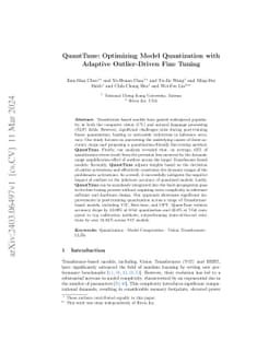 QuantTune: Optimizing Model Quantization with Adaptive Outlier-Driven
  Fine Tuning