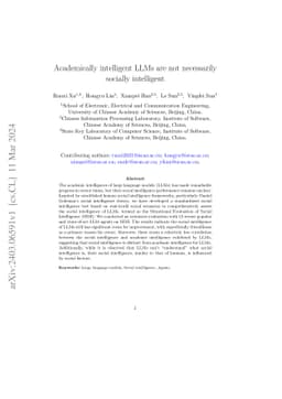 Academically intelligent LLMs are not necessarily socially intelligent