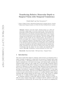 Transferring Relative Monocular Depth to Surgical Vision with Temporal
  Consistency