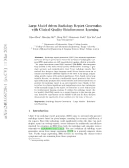 Large Model driven Radiology Report Generation with Clinical Quality
  Reinforcement Learning