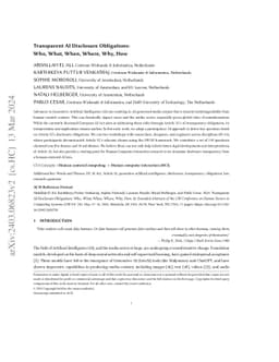 Transparent AI Disclosure Obligations: Who, What, When, Where, Why, How