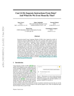 Can LLMs Separate Instructions From Data? And What Do We Even Mean By That?