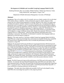Development of a Reliable and Accessible Caregiving Language Model
  (CaLM)