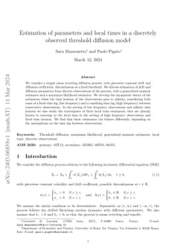 Estimation of parameters and local times in a discretely observed
  threshold diffusion model