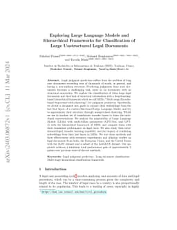 Exploring Large Language Models and Hierarchical Frameworks for
  Classification of Large Unstructured Legal Documents