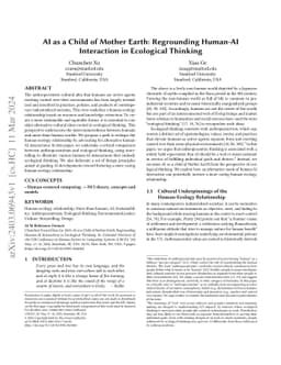 AI as a Child of Mother Earth: Regrounding Human-AI Interaction in
  Ecological Thinking