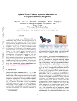 Split to Merge: Unifying Separated Modalities for Unsupervised Domain
  Adaptation