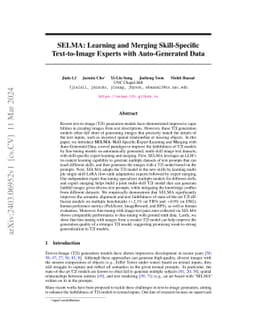 SELMA: Learning and Merging Skill-Specific Text-to-Image Experts with
  Auto-Generated Data