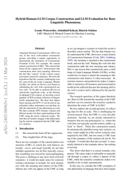 Hybrid Human-LLM Corpus Construction and LLM Evaluation for Rare
  Linguistic Phenomena
